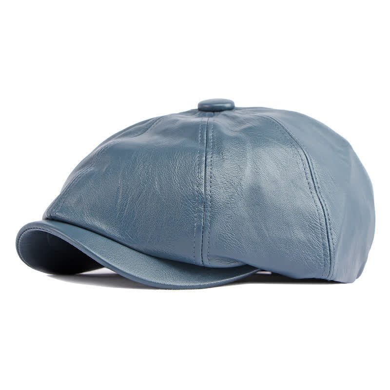 Cappello basco ottagonale in pelle tinta unita