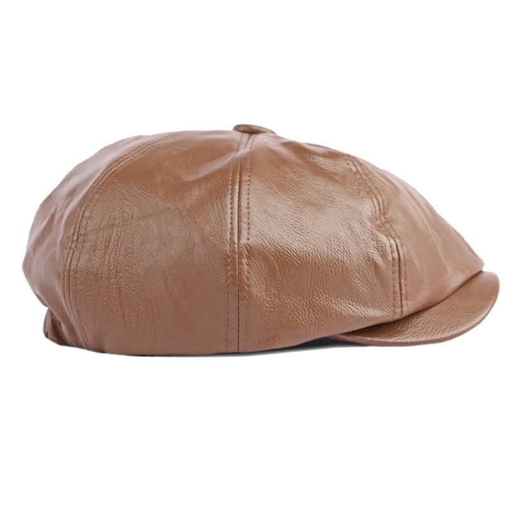 Cappello basco ottagonale in pelle tinta unita
