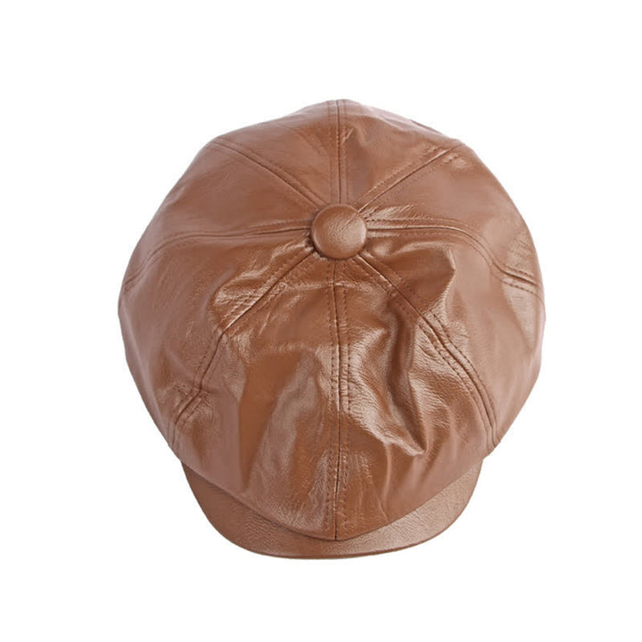 Cappello basco ottagonale in pelle tinta unita