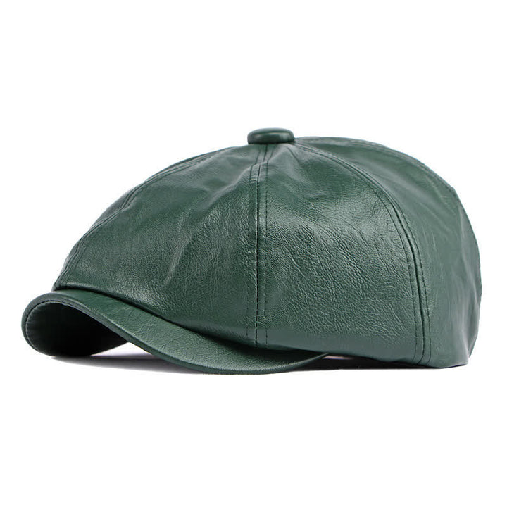 Cappello basco ottagonale in pelle tinta unita
