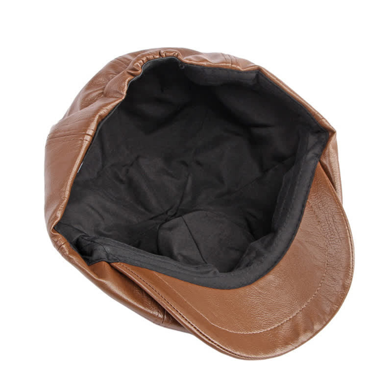 Cappello basco ottagonale in pelle tinta unita