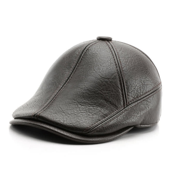 Cappello basco in pelle con paraorecchie invernali in stile tempo libero - Caffè scuro - Regolabile (22"-23 5/8") - image 7