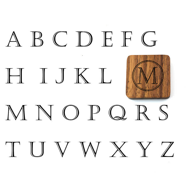 Gemelli in legno con scatola incisa con lettera personalizzata da uomo