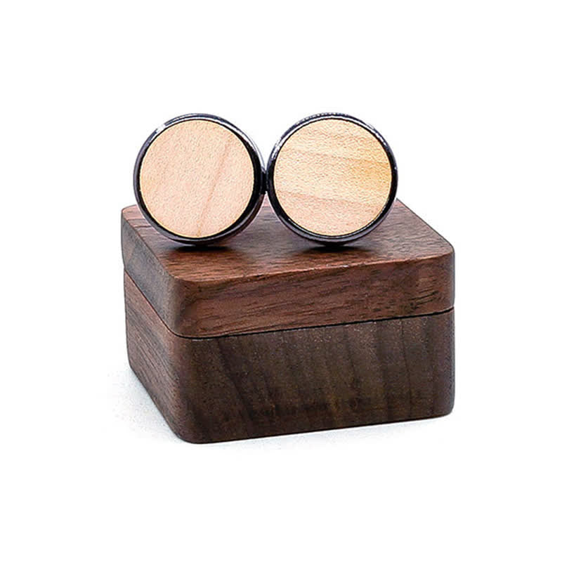 Gemelli da uomo in legno di noce nero con incisione a forma di cassetta delle lettere - Vuoto - Grano - image 8