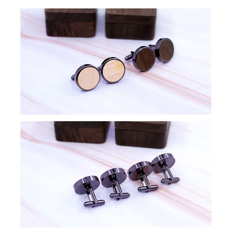 Gemelli da uomo in legno di noce nero con incisione a forma di cassetta delle lettere - image 6