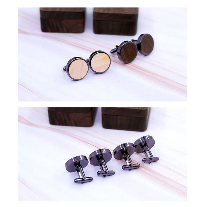 Gemelli da uomo in legno di noce nero con incisione a forma di cassetta delle lettere - image 6