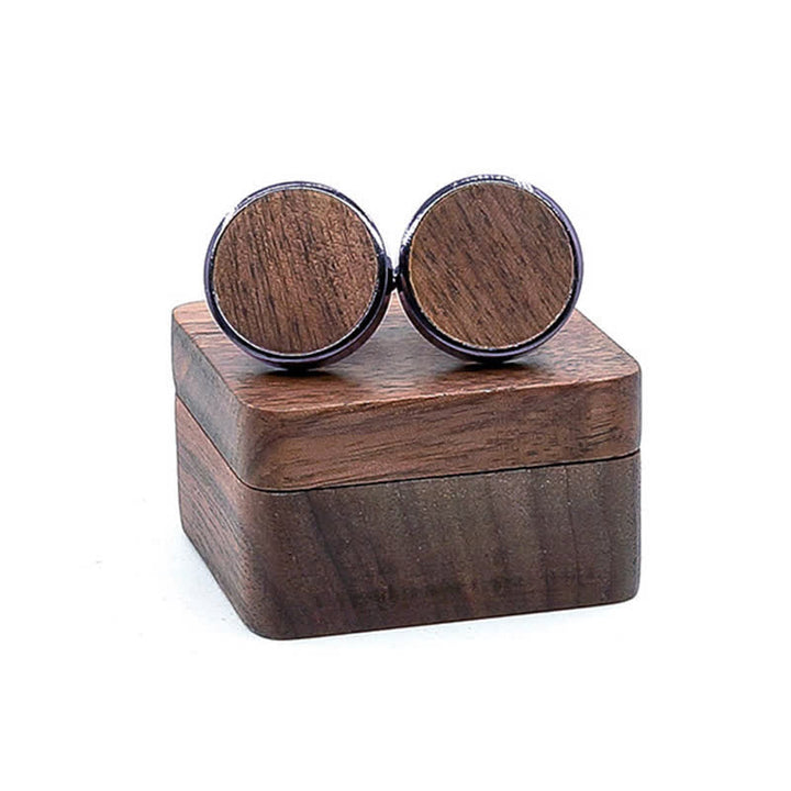 Gemelli da uomo in legno di noce nero con incisione a forma di cassetta delle lettere - Vuoto - Nero - image 0