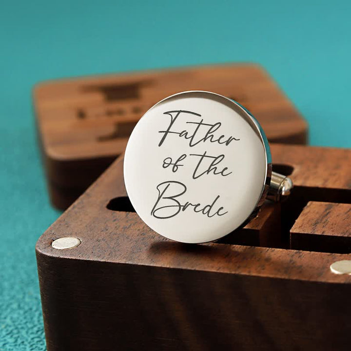 Set di gemelli in legno per matrimonio da uomo con superficie a scatola e incisione personalizzata