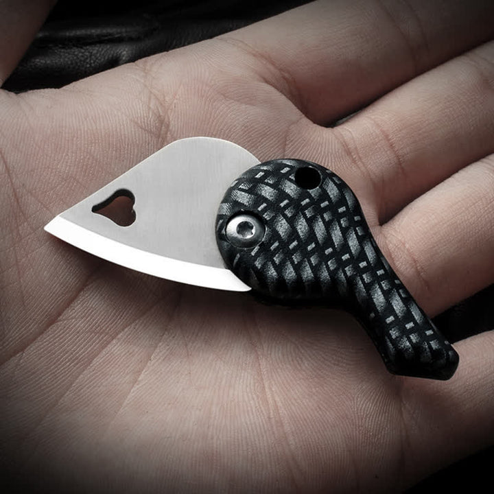 Portachiavi con coltello tascabile pieghevole a forma di cuore con lama cava
