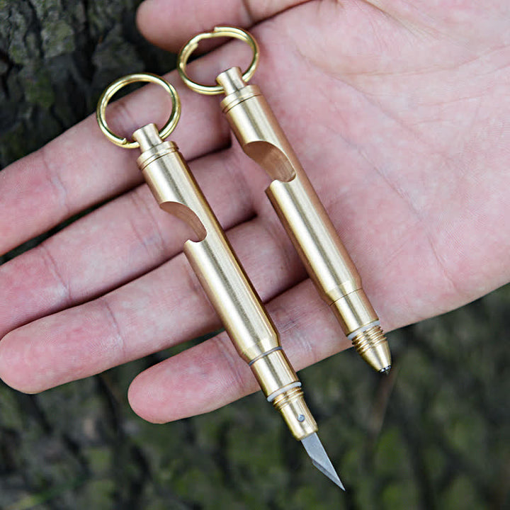 Apribottiglie multifunzionale, coltello nascosto, portachiavi a forma di proiettile staccabile