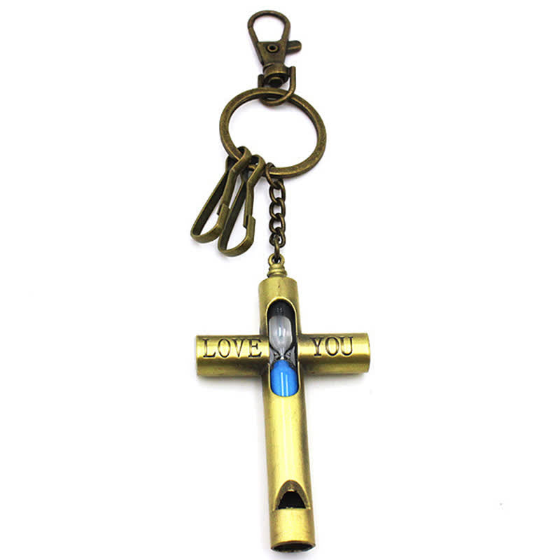 Portachiavi con fischietto a forma di croce a forma di clessidra senza tempo "Ti amo" - image 1