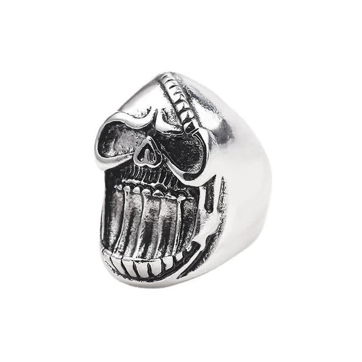 Anello apribottiglie con testa di teschio che ride in stile gotico