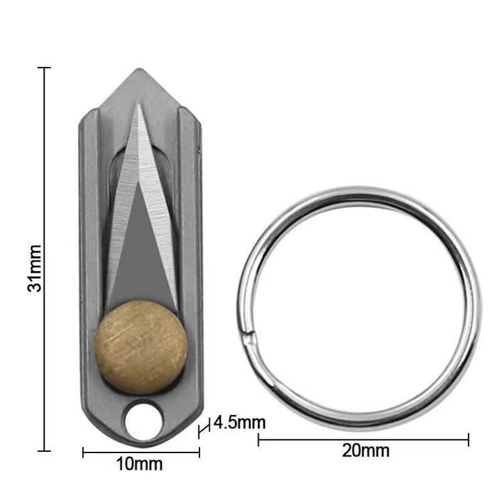 Portachiavi con lama a spinta in ottone mini EDC Tool