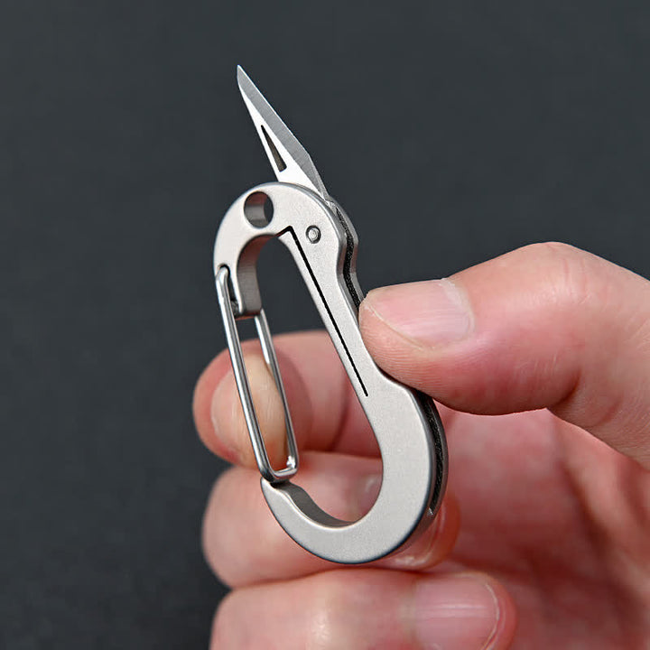 Coltello pieghevole, taglierino tascabile, moschettone portachiavi