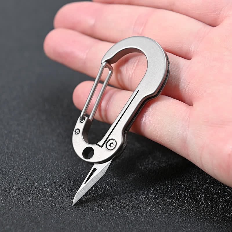 Coltello pieghevole, taglierino tascabile, moschettone portachiavi