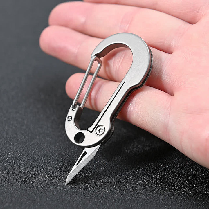 Coltello pieghevole, taglierino tascabile, moschettone portachiavi