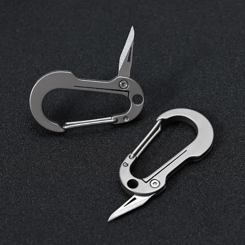 Coltello pieghevole, taglierino tascabile, moschettone portachiavi