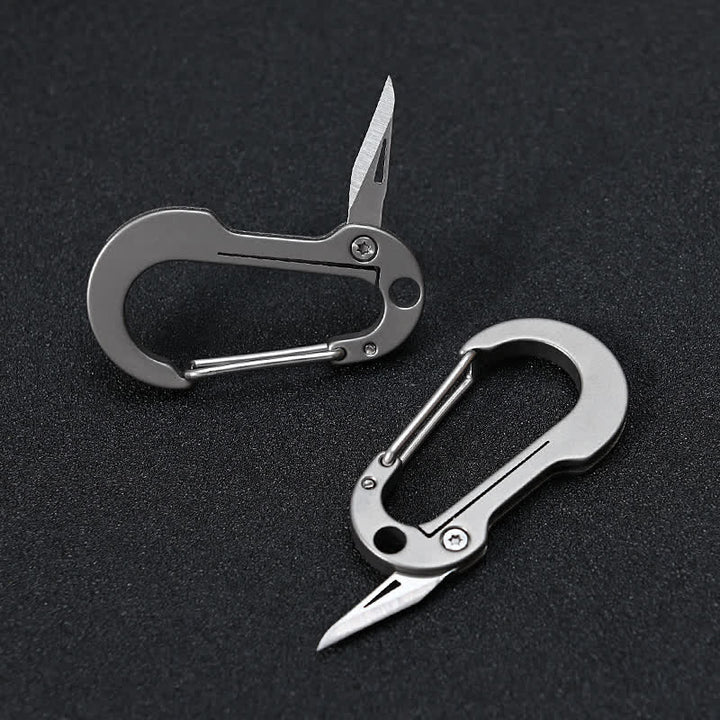 Coltello pieghevole, taglierino tascabile, moschettone portachiavi