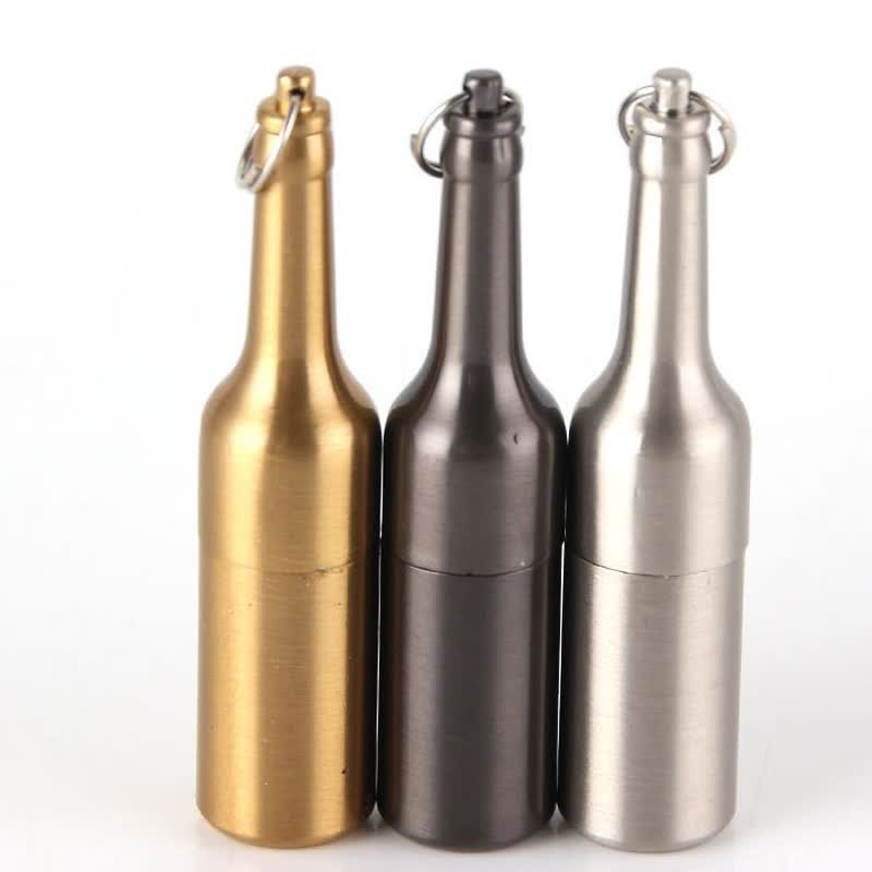Mini accendino a cherosene ricaricabile a forma di bottiglia di birra - Argento - image 5