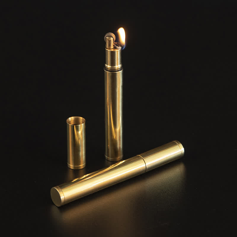 Mini accendino a cherosene ricaricabile a forma di sigaretta a forma di bastone lungo in oro - image 0