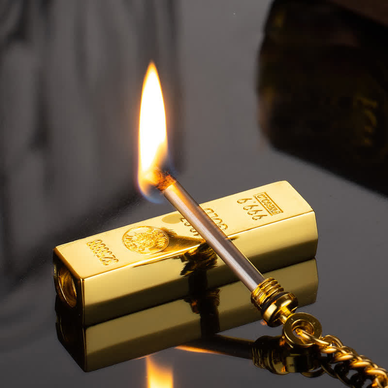 Accendino a olio ricaricabile con fiammifero da dollaro in oro - image 3