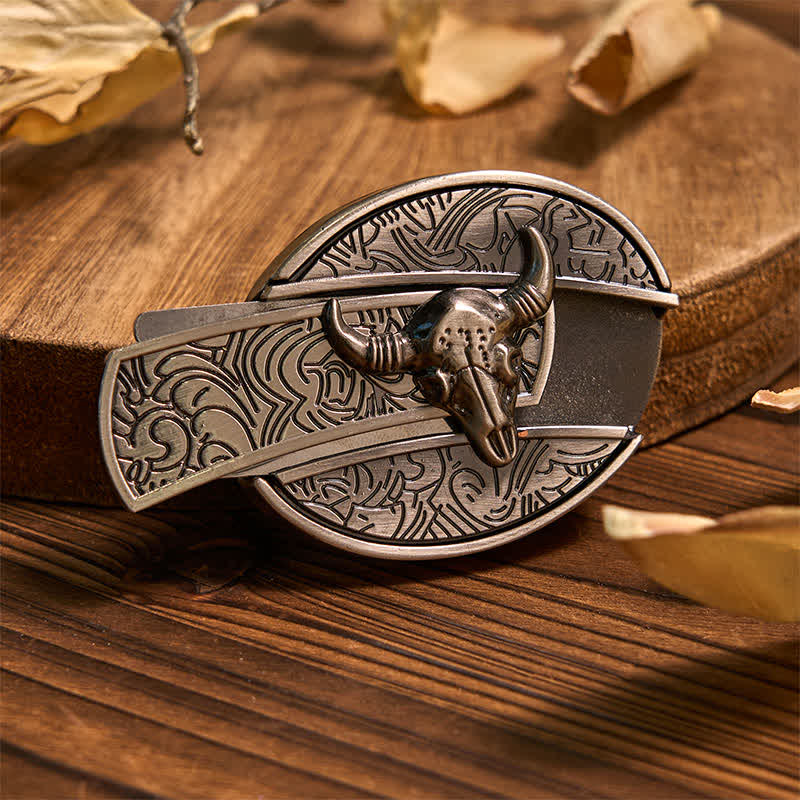 Set di anelli con ciondolo e fibbia per cintura con coltello nascosto fai da te Longhorn Bull