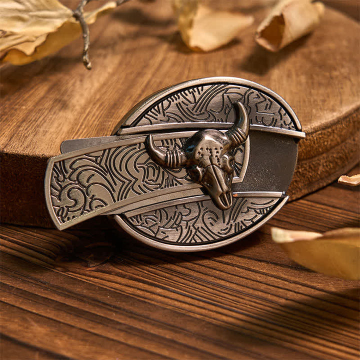 Set di anelli con ciondolo e fibbia per cintura con coltello nascosto fai da te Longhorn Bull