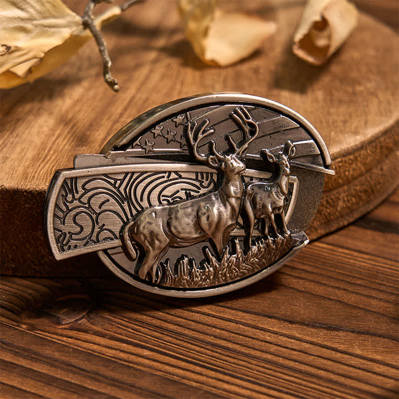Set di Fibbia per Cintura con Coltello Nascosto Fai da Te a Forma di Cervo, Ciondolo a Forma di Corno Lungo, Anello da Toro