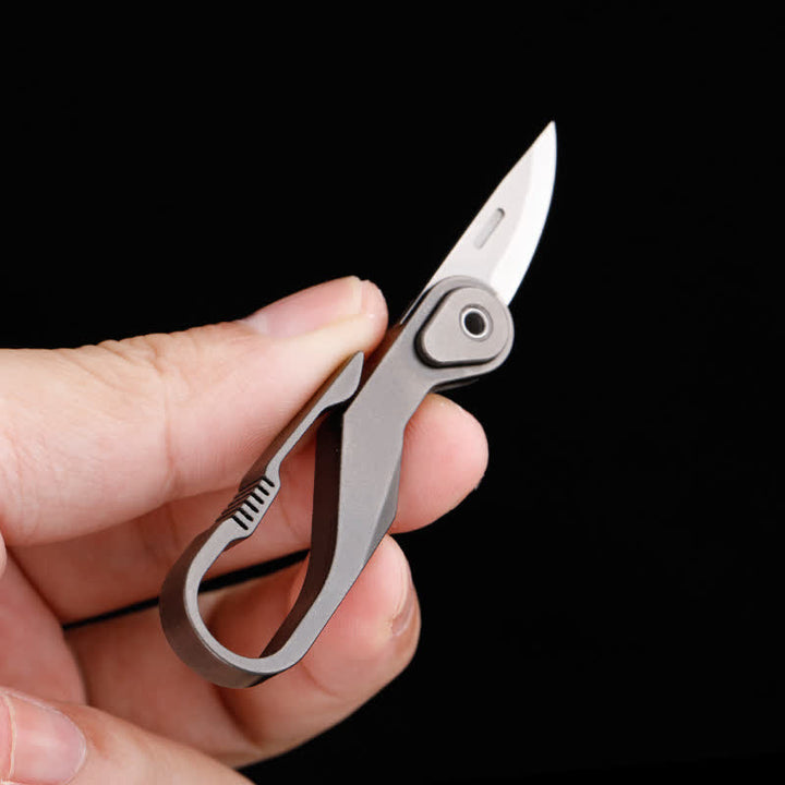 Portachiavi con mini coltello pieghevole in titanio e taglierino - Grigio - image 8