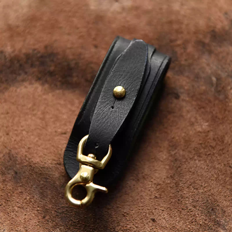 Portachiavi in pelle con passante per cintura fatto a mano - Nero - image 12