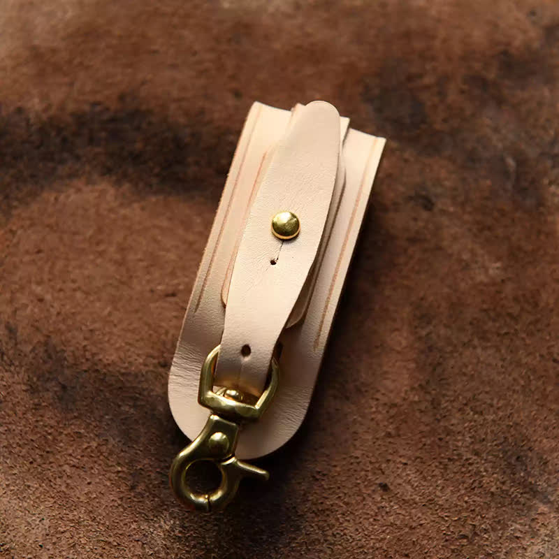 Portachiavi in pelle con passante per cintura fatto a mano - Cammello - image 18