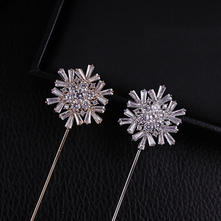 Spilla a forma di fiore di fiocco di neve in cristallo artificiale scintillante