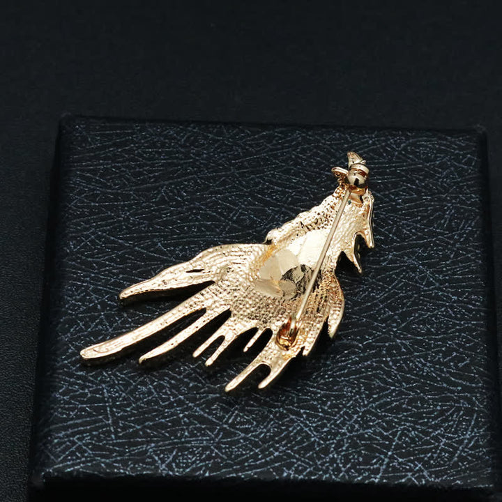 Spilla da uomo con aquila squisita e ali spiegate e strass