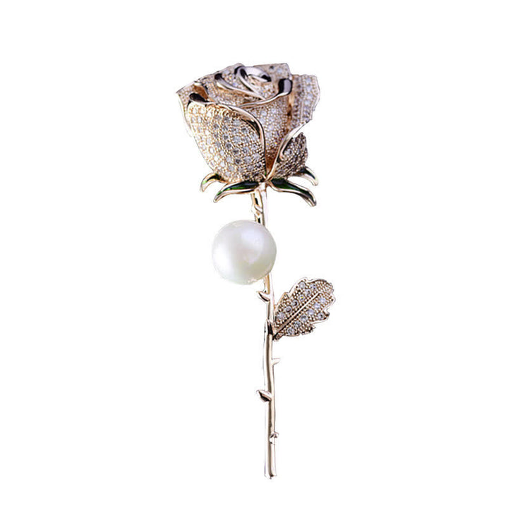 Spilla elegante da donna con perle finte a forma di fiore di rosa - image 6