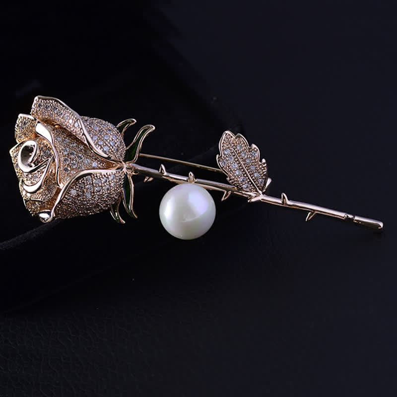 Spilla elegante da donna con perle finte a forma di fiore di rosa - Oro rosa - image 5