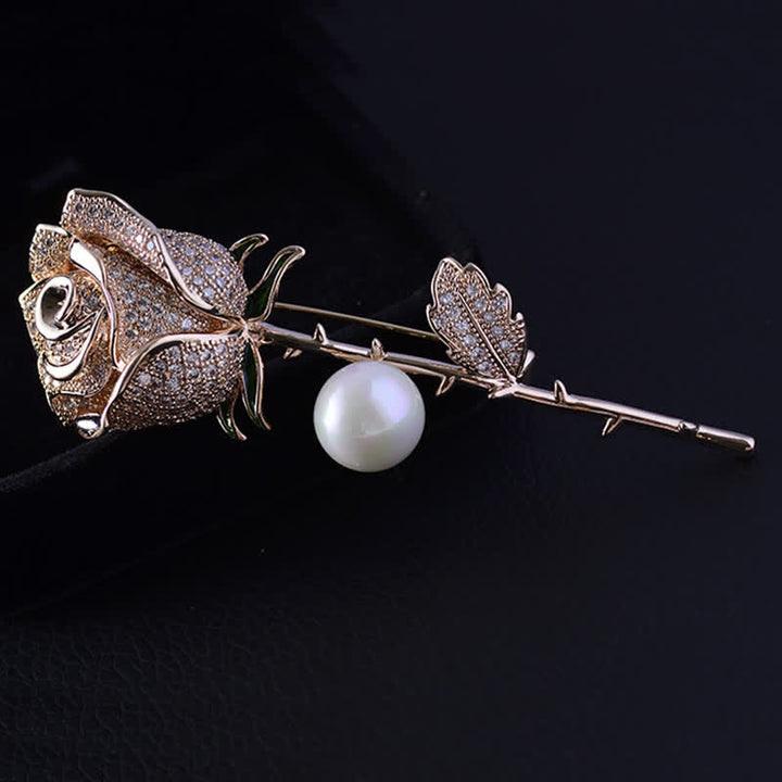 Spilla elegante da donna con perle finte a forma di fiore di rosa - Oro rosa - image 5