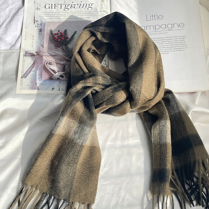 Sciarpa unisex vintage in cashmere a quadri abbinati