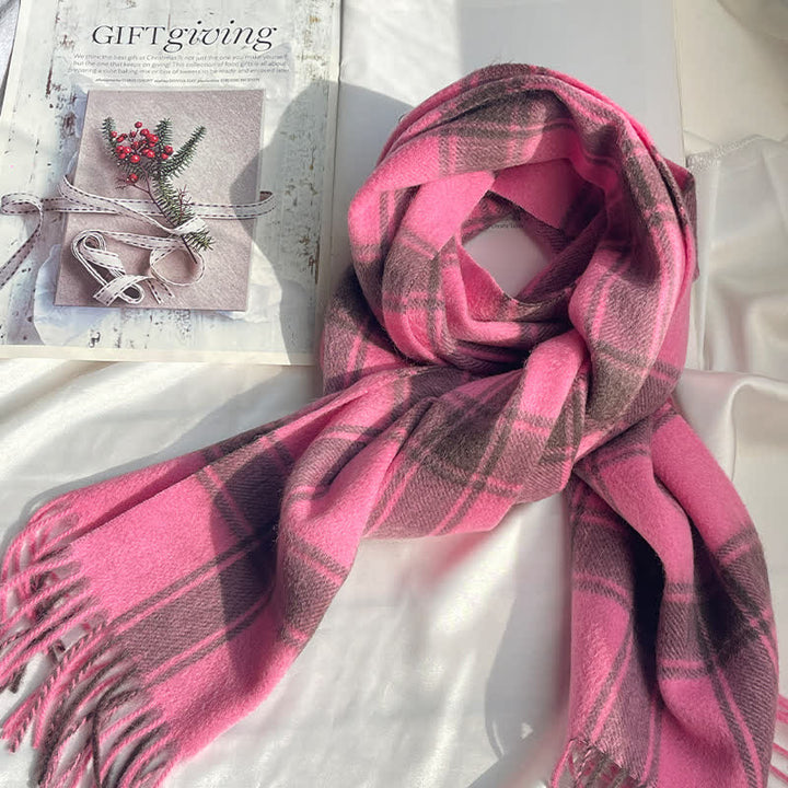 Sciarpa unisex vintage in cashmere a quadri abbinati