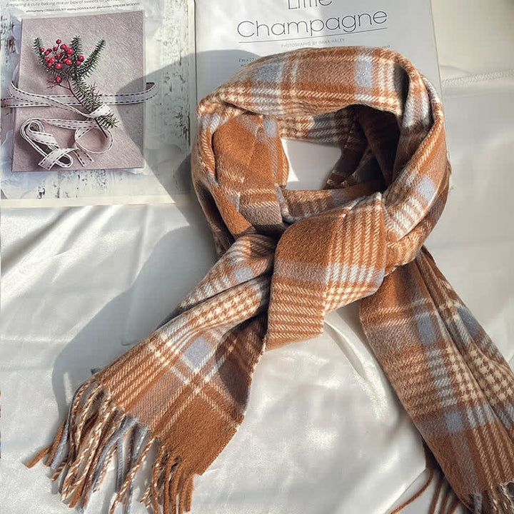Sciarpa unisex vintage in cashmere a quadri abbinati