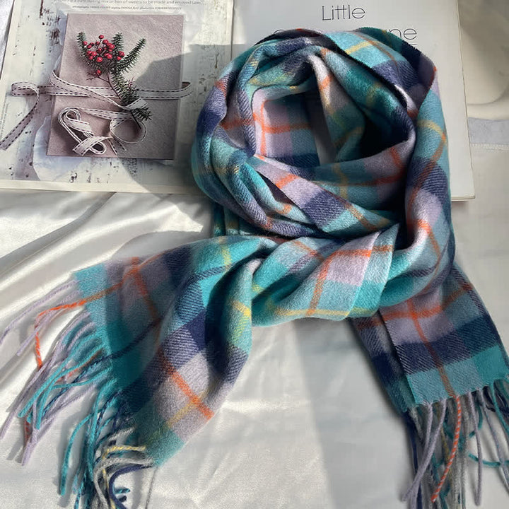 Sciarpa unisex vintage in cashmere a quadri abbinati