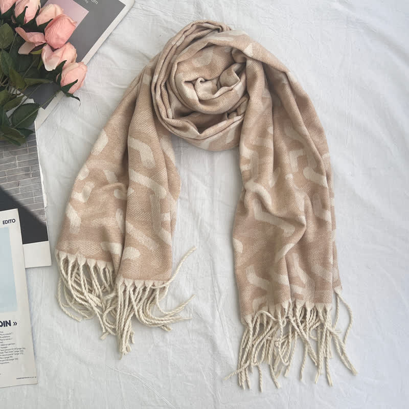 Sciarpa unisex con motivo jacquard rustico astratto geometrico