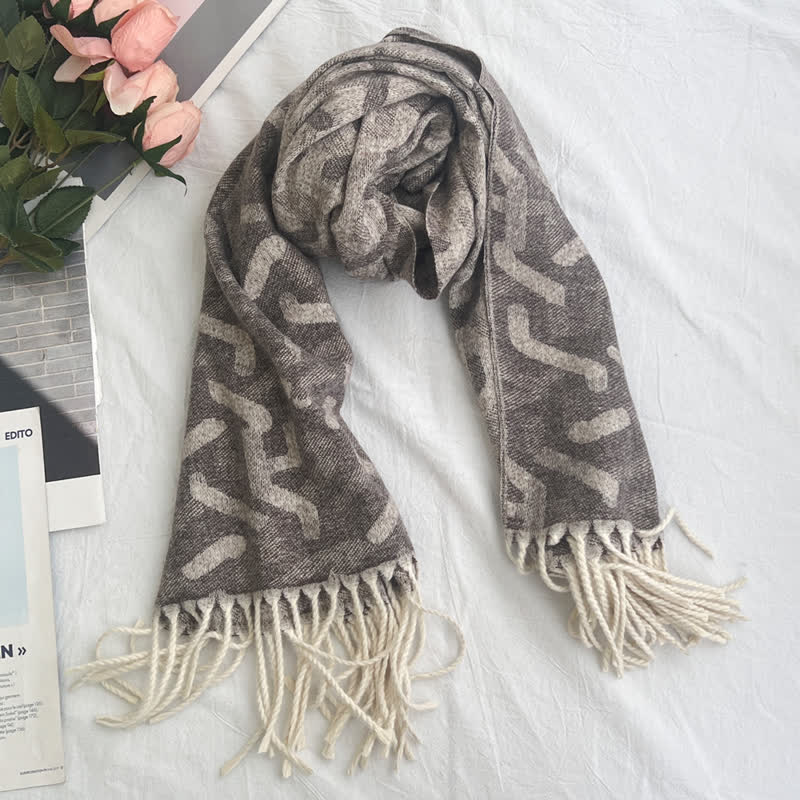 Sciarpa unisex con motivo jacquard rustico astratto geometrico