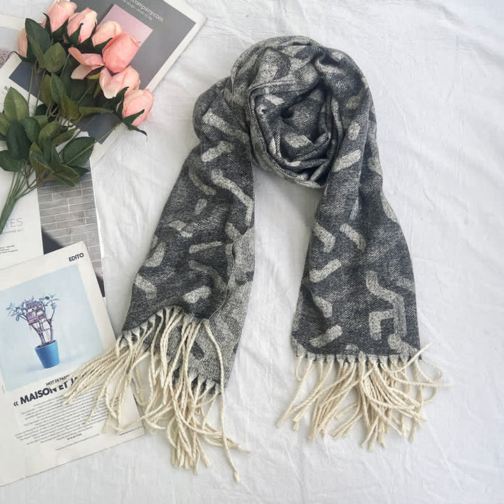 Sciarpa unisex con motivo jacquard rustico astratto geometrico
