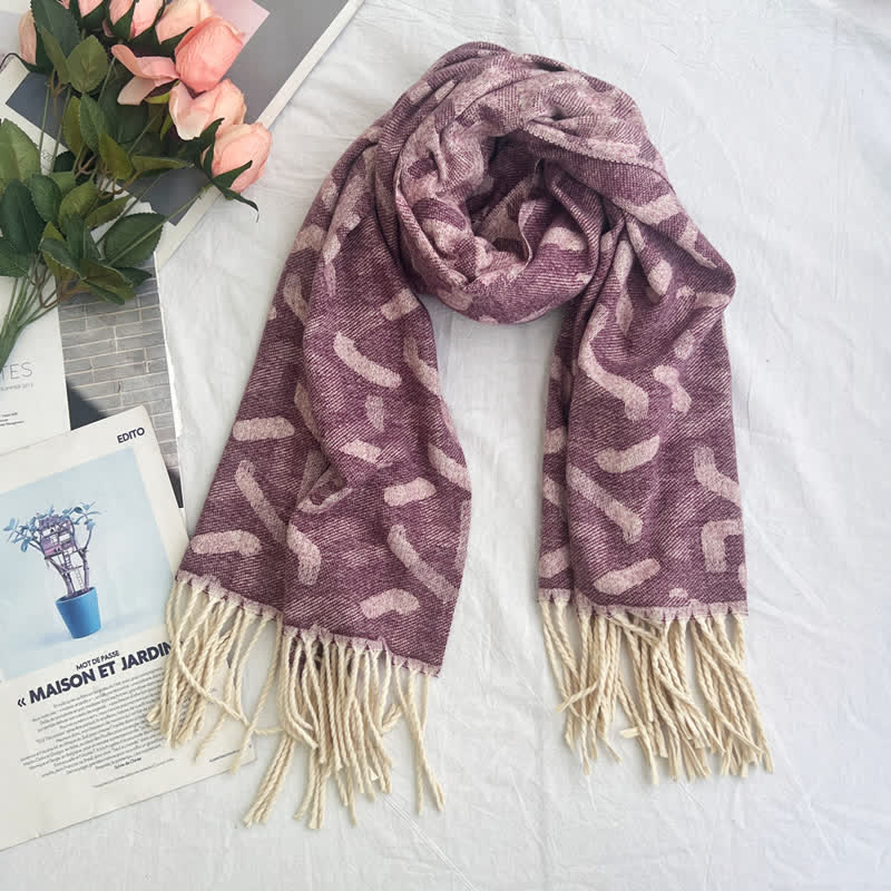 Sciarpa unisex con motivo jacquard rustico astratto geometrico
