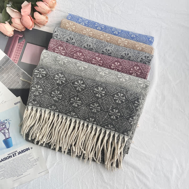 Sciarpa unisex con motivo jacquard rustico astratto geometrico