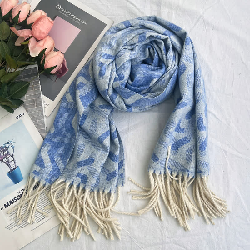 Sciarpa unisex con motivo jacquard rustico astratto geometrico