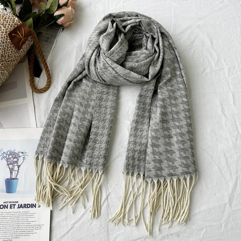 Sciarpa unisex con motivo jacquard rustico astratto geometrico - Stile n. 7 - image 10