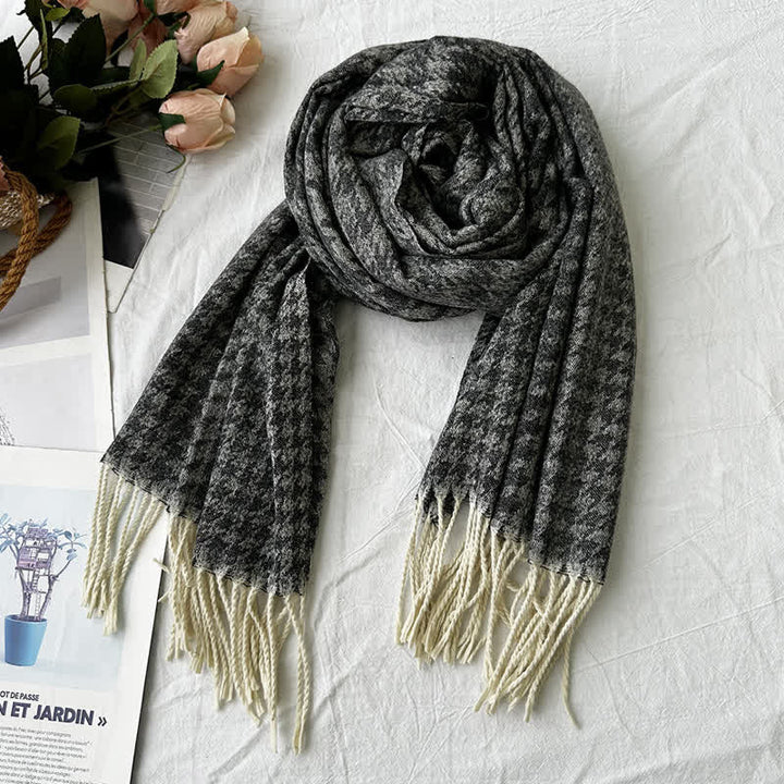 Sciarpa unisex con motivo jacquard rustico astratto geometrico