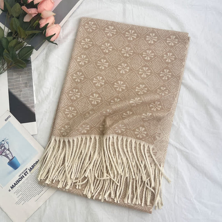 Sciarpa unisex con motivo jacquard rustico astratto geometrico - Stile n. 4 - image 7