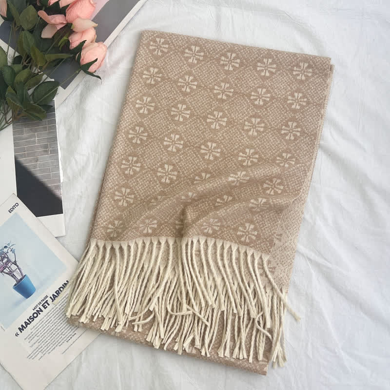 Sciarpa unisex con motivo jacquard rustico astratto geometrico